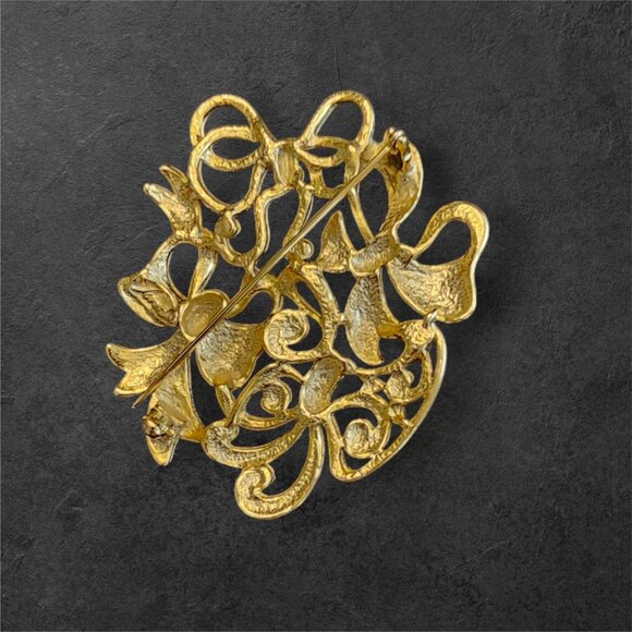 Vintage TARA Large 2-3/8" Ribbons & Bows Brooch Pin - Picture 6 of 7